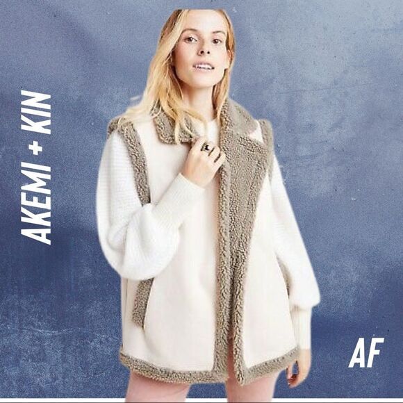 ANTHROPOLOGIE BY AKEMI + KIM PHOEBE SUEDE FAUX SHERPA OS NEW - Picture 1 of 6